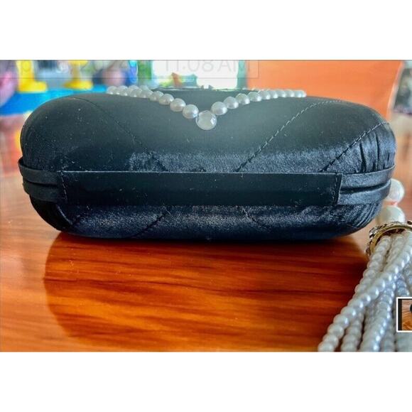 Chanel Vintage Women's Evening Purse Satin/Leather Pearl Embellished A+ - Picture 6 of 12